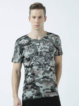 Huetrap - Mens Round Neck Half Sleeves Multi T-shirt