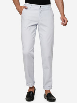 JadeBlue - Men White Solid Slim Fit Casual Trouser
