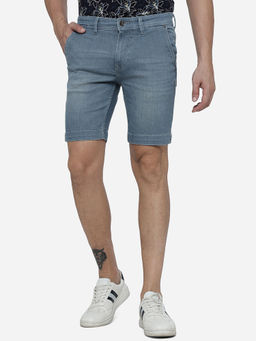 JadeBlue - Men Ice Blue Solid Slim Fit Short