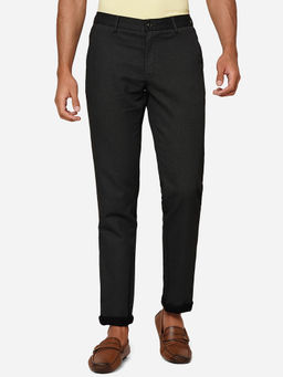 JadeBlue - Men Black Solid Slim Fit Casual Trouser