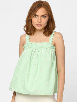 VERO MODA - Women Embroidered Green Top