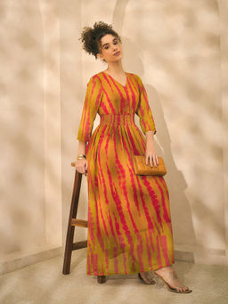 Deebaco - Multi-Color Tie-Dye Printed Women Maxi Dress
