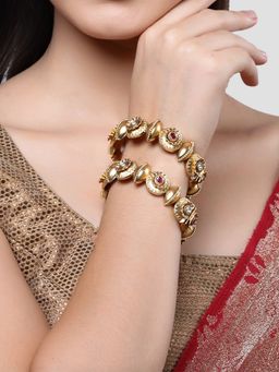 Karatcart - Gold Plated Set Of 2 Elephant Design Bangle For Women
