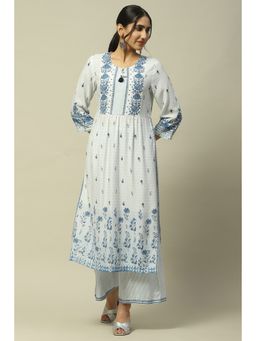 Rangriti - Blue Rayon Tiered Kurta
