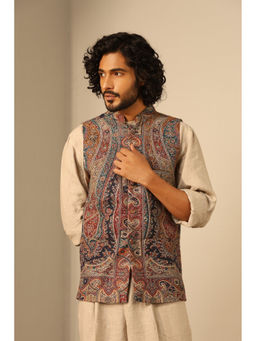 Dusala India - Arjun Fine Multi-Color Wool Silk Nehru Jacket