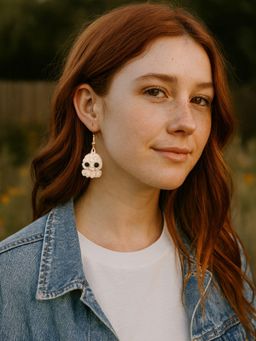 Digital Dress Room - Handmade Crochet Woolen Off White Octopus Drop Earrings