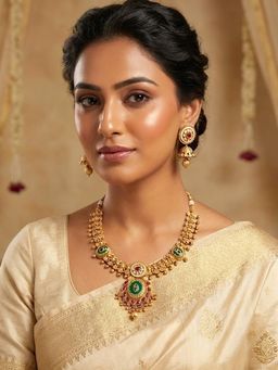 Adwitiya - Multi-Color Antique Golden Plated Matt Finish Spike Jewellery Set