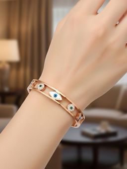 I Jewels - Stylish Rose Gold Plated Multi-Color Evil Eye Kada