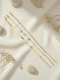 I Jewels - Gold Plated Multi Design Adjustable Bracelet (Pack of 3)