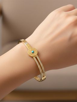 I Jewels - Stylish Gold Plated Stone Studded Blue Evil Eye Kada