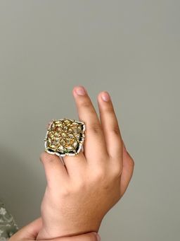 BEAUTY SPOT JEWELLERY - Zahra Square Kundan Statement Ring
