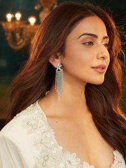 Accessher - Silver-Tone Multi-Color Pastel Star Long Drop Earrings