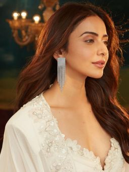 Accessher - Silver-Tone Chandelier Stone Drop Earrings