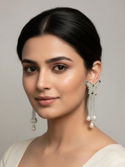 Accessher - Silver-Tone Multi-Color Butterfly Rhinestone Drop Earrings