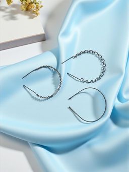 Accessher - Black Metal Non-Slip Spring and Zigzag Hair Bands (Pack of 3)