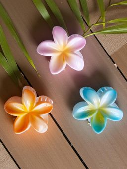 Accessher - Multi-Color Lily Flower Hair Claw Clips (Pack of 3)
