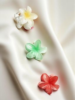 Accessher - Multi-Color Lily Flower Hair Claw Clips (Pack of 3)