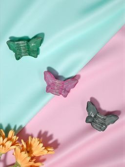 Accessher - Multi-Colour Butterfly Barrette Hair Claw Clips (Pack of 3)