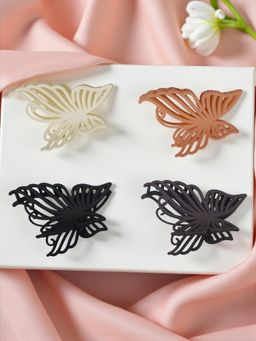 Accessher - Multi-Color Matte Butterfly Hair Claw Clips (Pack of 4)