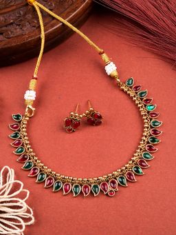 STILEADDA - Multi-Color Stones Studded Kemp Necklace Set