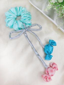 Soho Boho Studio - Blue Satin Candy Design Scrunchies (Pack of 2)