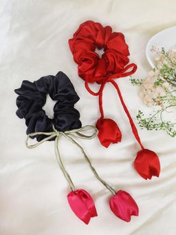 Soho Boho Studio - Black and Red Twirl Scrunchies (Pack of 2)