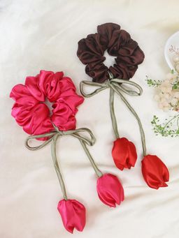 Soho Boho Studio - Brown and Pink Twirl Scrunchies (Pack of 2)