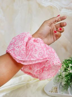 Soho Boho Studio - Pink Floral Organza Hair Scrunchie