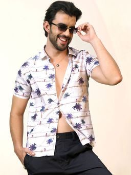 Campus Sutra - Men Ivory White Desert Palm Shirt