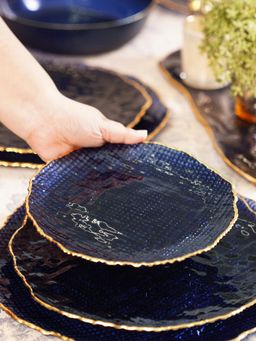 Pure Home + Living - Blue Fizz Textured Dessert Plates
