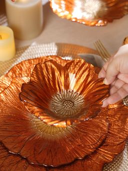 Pure Home + Living - Orange Floral Shaped Side Bowls