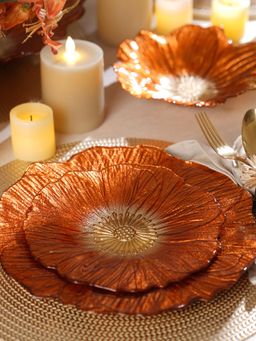 Pure Home + Living - Orange Floral Shaped Dessert Plates