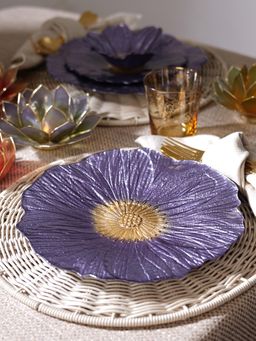 Pure Home + Living - Purple Floral Shaped Dinner Plates