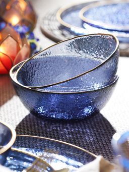 Pure Home + Living - Blue Textured Rim Detail Bowls