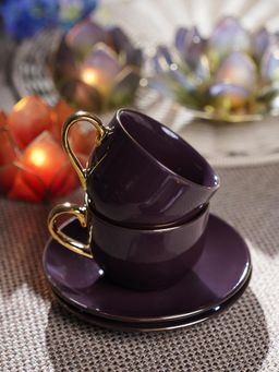 Pure Home + Living - Dark Purple Senorita Tea Cups And Saucers