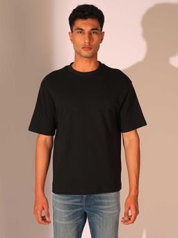 Selected - Black Solid Regular Fit T-Shirt