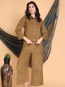 KAFTANIZE - Brown Cotton Blend Textured Co-ord Set