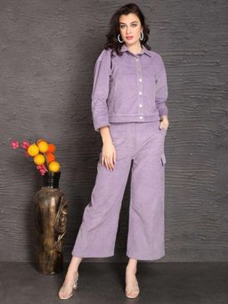 KAFTANIZE - Lavender Cotton Blend Textured Co-ord Set