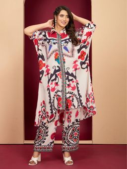 KAFTANIZE - Multicolor Cotton Blend Printed Kaftan with Pant Co-Ords