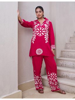 Nehamta - Women Pink Floral Printed Co-Ord Set