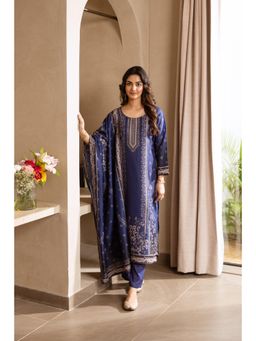 Nehamta - Women Blue Floral Printed Kurta with Pant and Dupatta