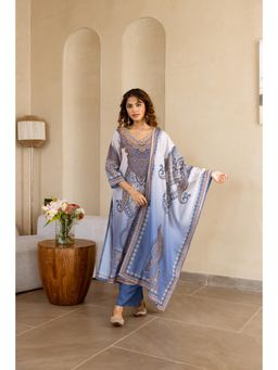 Nehamta - Women White Ethnic Printed Kurta with Pant and Dupatta
