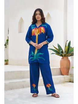 Nehamta - Women Blue Floral Printed Co-Ord Set