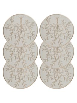 HOSTA HOMES - Pvc Self Designed Table Placemats Off White (Pack of 6)