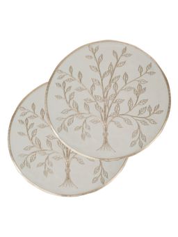 HOSTA HOMES - Pvc Self Designed Table Placemats Off White (Pack of 2)