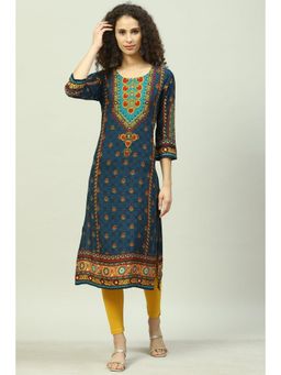 Biba - Navy Blue Printed Kurta