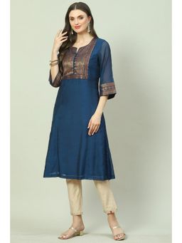 Biba - Navy Blue Dip Dyed Kurta