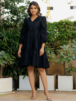 HOUSE OF JAMOTI - Classic Peter Pan Black Dress