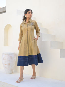 Suramya - Taupe Color Block Dress