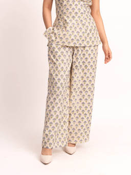 ODHANON - White Printed Straight Pant for Women